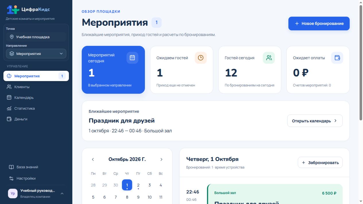 Откройте главную направления — реальный экран ЦифраКидс с учебными данными